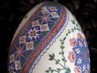 Ring Around The Rosie Ukrainian Easter Egg Pysanky By So Jeo : pysanky pysanka ukrainian easter egg batik art sojeo florals flowers birds stars trees vines blooms buds bluebird owl art sojeo "so jeo" eggshell egg shell blown decoration ivy garden rainbow rosie posy nightshad victorian trees etched brown chicken eggs turkey